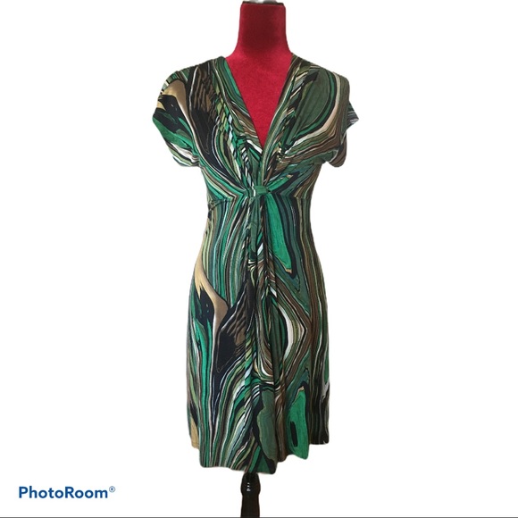 Bordeaux Dresses & Skirts - 🦚NWT Green/Tan Pattern Bordeaux Dress